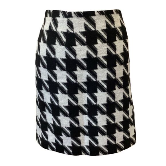 Amanda + Chelsea Houndstooth wool blend straight skirt lined size 12 - Picture 4 of 6